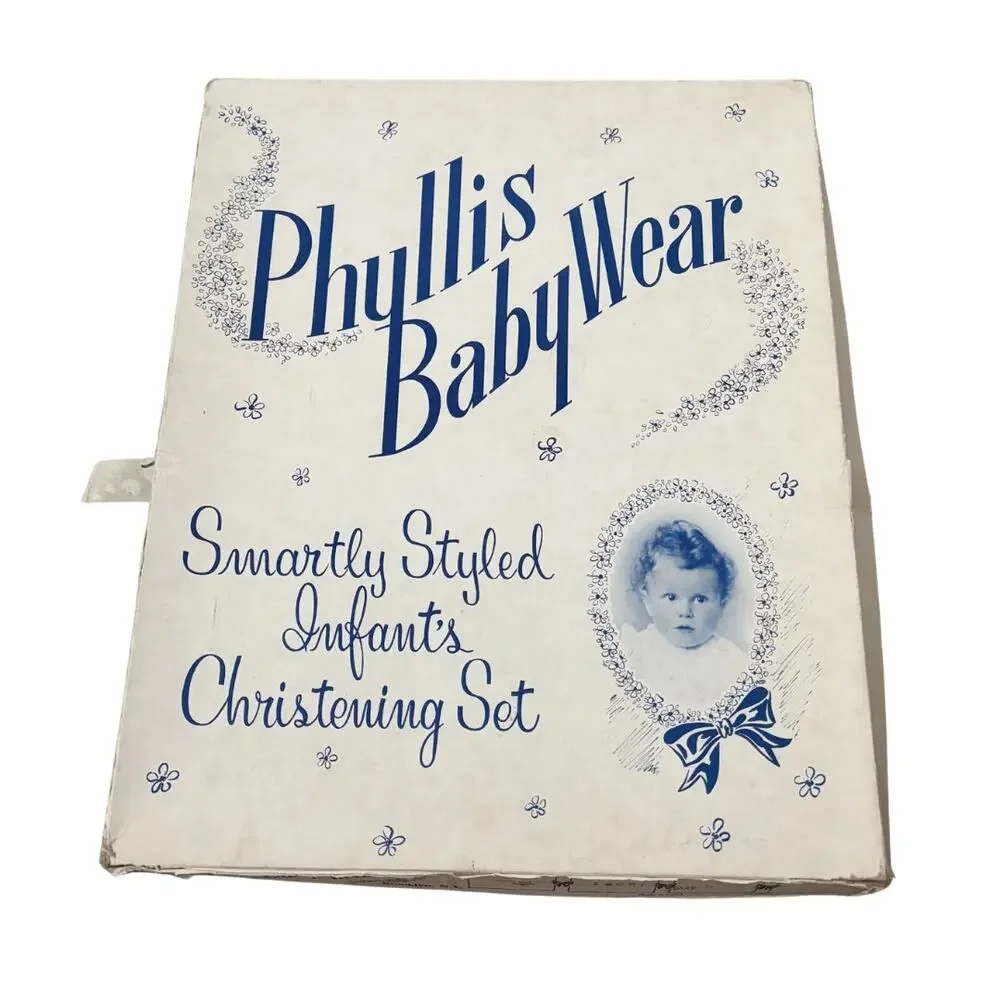 Vintage Phyllis BabyWear Infant Christening Set 7 Piece with Box 0–6 Mo